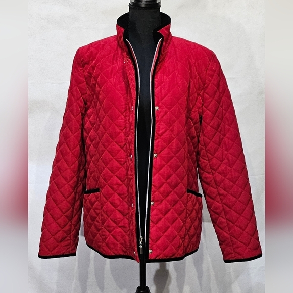 George Quilted Zip Up Red & Black Winter Jacket 100% Polyester Size L (12-14) - Picture 1 of 8